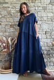 Tasha Damask T Shirt Maxi Dress Navy